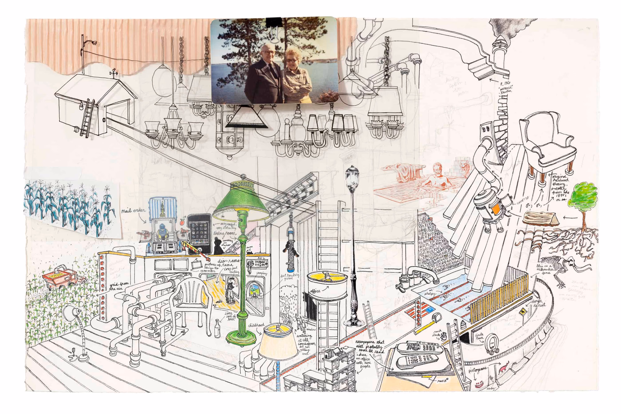 Untitled (Drawing with photo of grandparents) — image 1